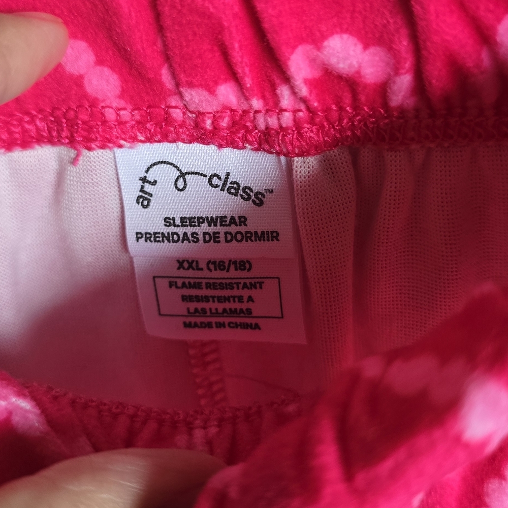 Art Class Heart Button Down Short Sleeve Polyester Pajama Set Size Girls 16-18 - Picture 4 of 8